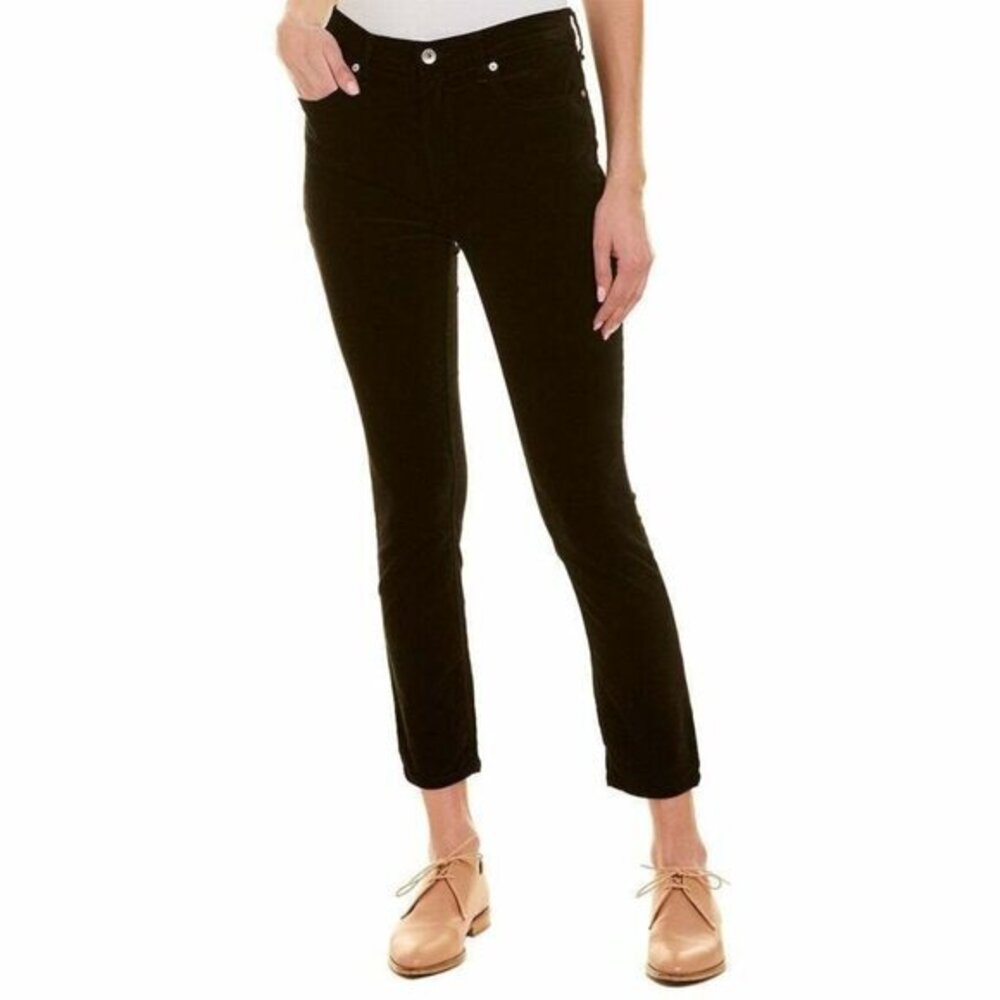 Rag & Bone Jeans Skinny Velvet Pants Black Ankle Crop Stretch SZ 24 New $225
